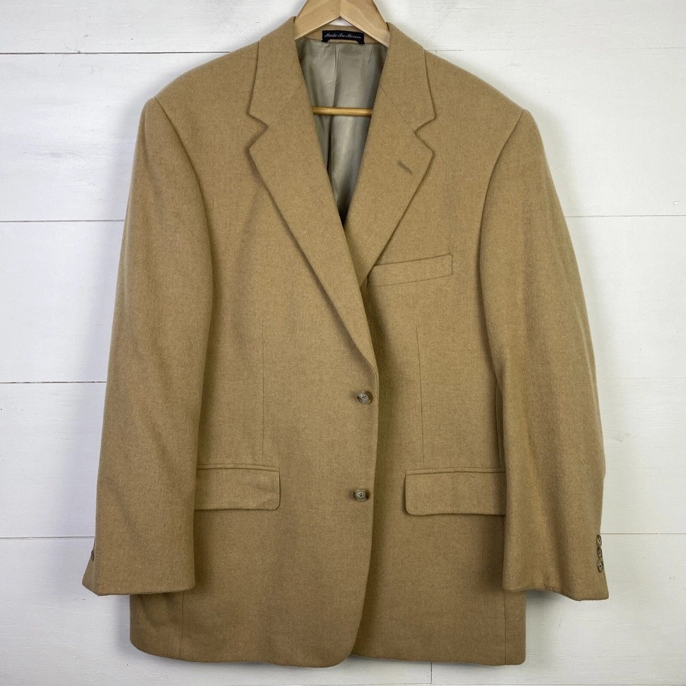 Roundtree & York Mens Blazer 42R Beige 100% Camel Hair Sport Coat Lined Jacket